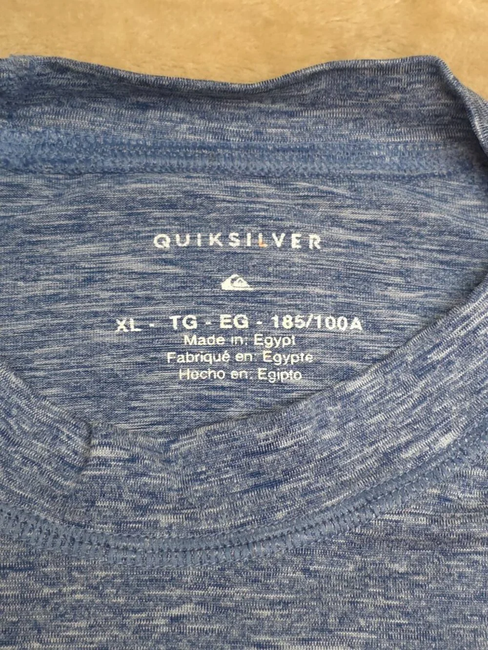 Quiksilver All Time Men's XL Blue Long Sleeve Surf Swim Rash Guard - Runs Small